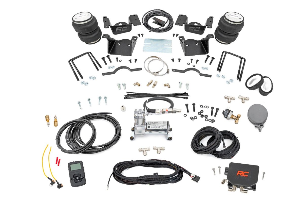 Chevrolet Silverado 3500 HD Air Spring Kit - Rear - Rough Country - w/compressor | Wireless Controller | 0-7.5